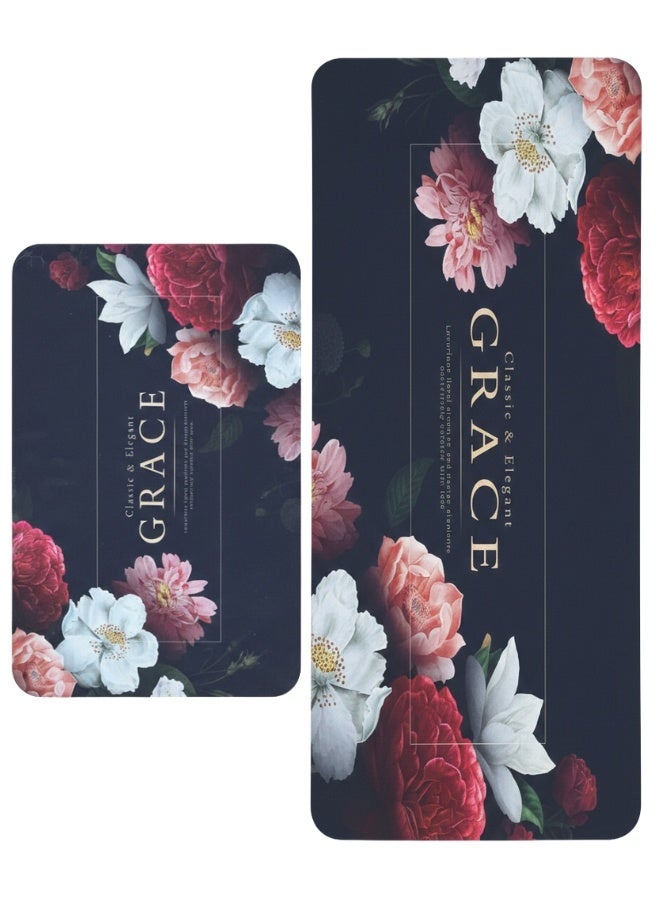 هابي هوم قطعتان من سجادات أرضية المطبخ، سجادة غرفة الاستحمام فائقة الامتصاص، سجادة مطبخ قابلة للغسل، سجادة أرضية طين دياتوم مقاومة للانزلاق للمكتب، الغسيل، غرفة الاستحمام(مقاس(38x57) +(38x116) سم - Image 3